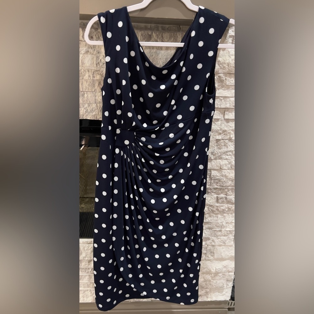 Connected size 12 polka dot dress, side gathering
